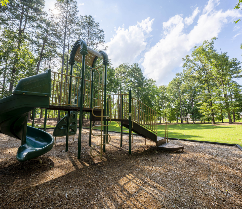 Kids play ground around grass