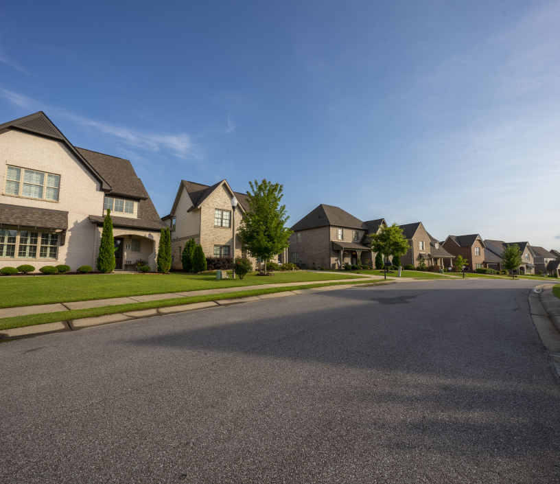 Road and houses